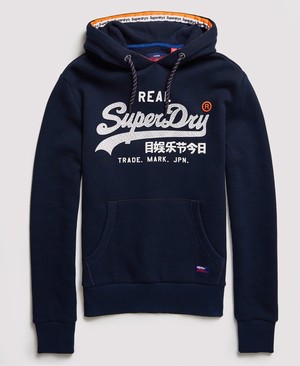 Superdry Vintage Logo Racer Férfi Kapucnis Pulóver Sötétkék | HQTGO8106